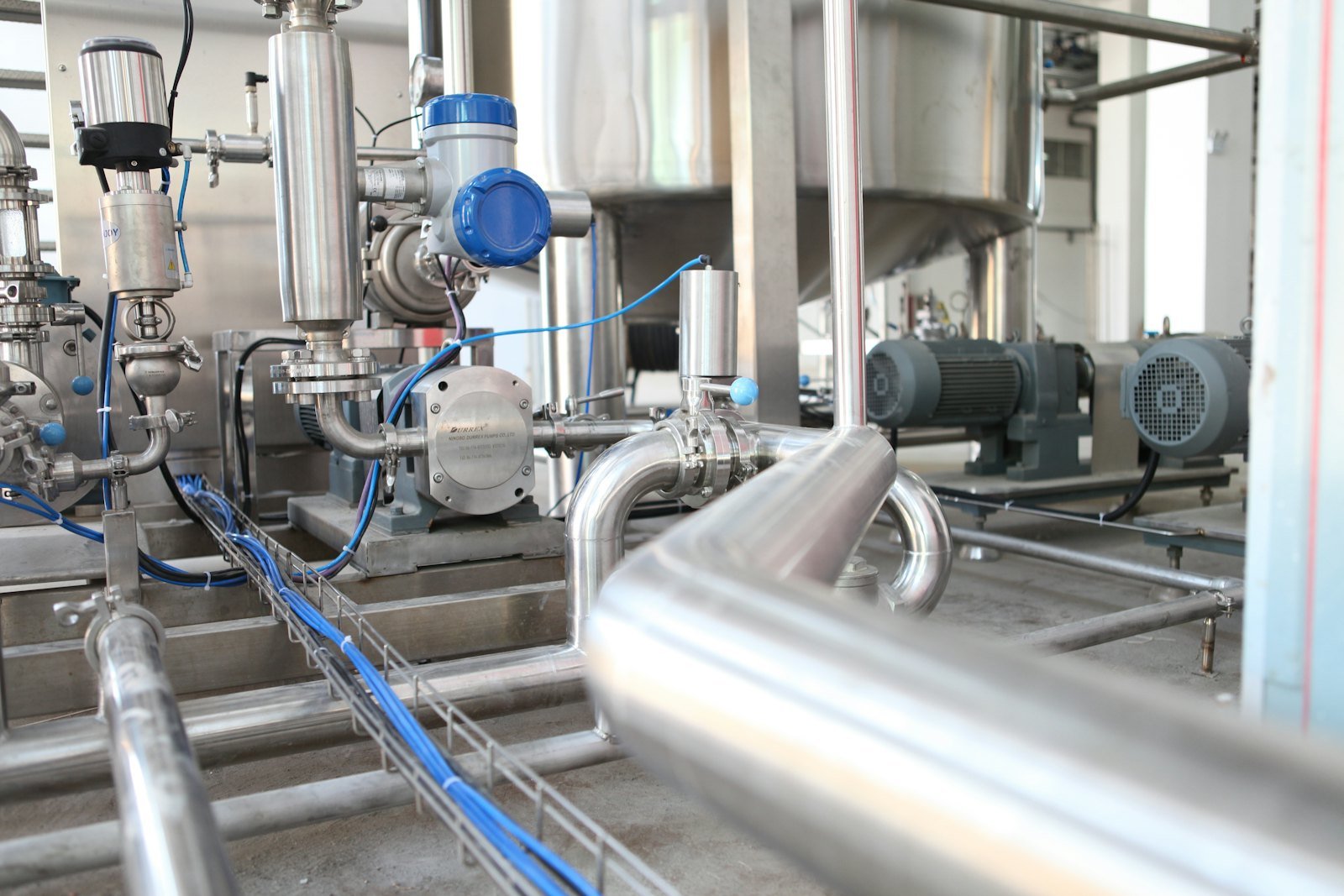 Industrial pumps, motors and pipework