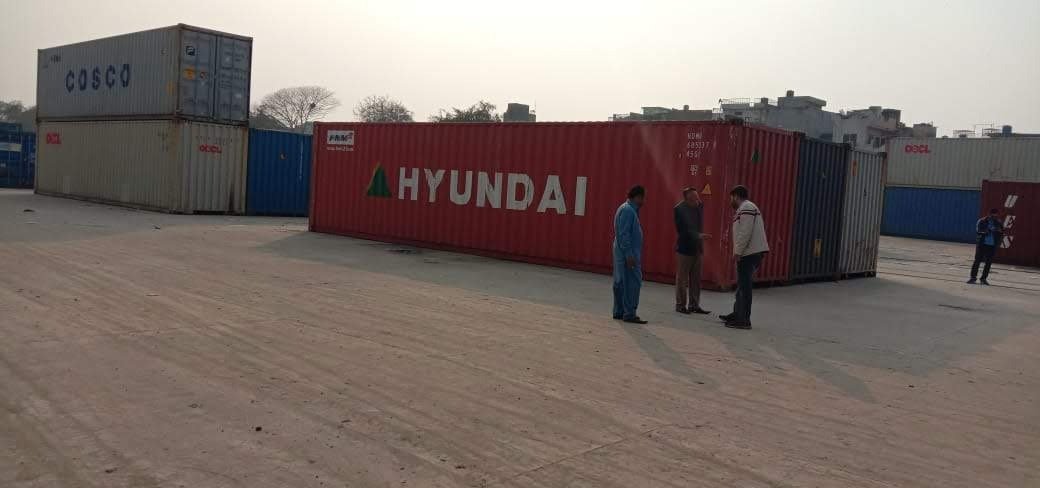 Shipping containers at a dry port yard